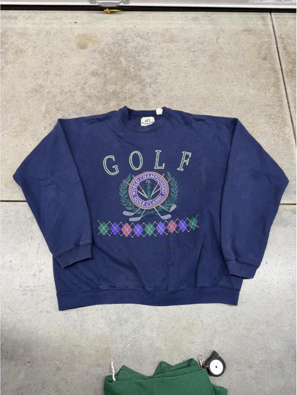 vintage golf made in usa navy blue spell out crewneck size large